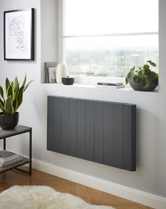 Capri Horizontal Matt anthracite Electric Radiator Room View